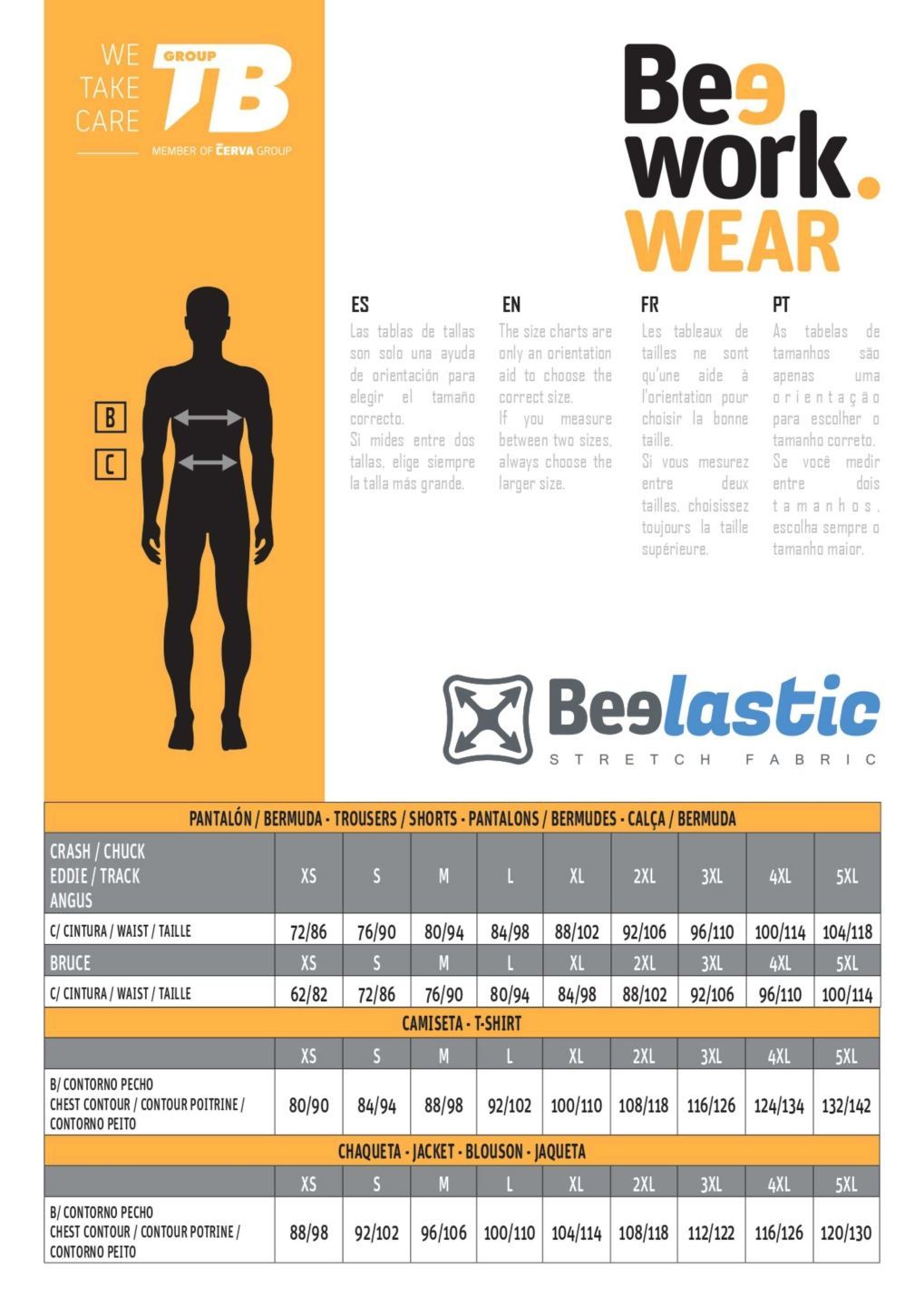 GUIA TALLA TOMAR BODERO - BEELASTIC